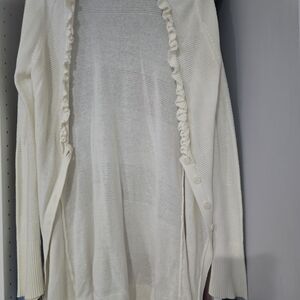 Elle Cream Women's Cardigan with Ruffle Detail